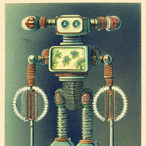 Image similar to beautiful illustration, color plate from the book “ various microscopic robots ” published in 1 8 6 2