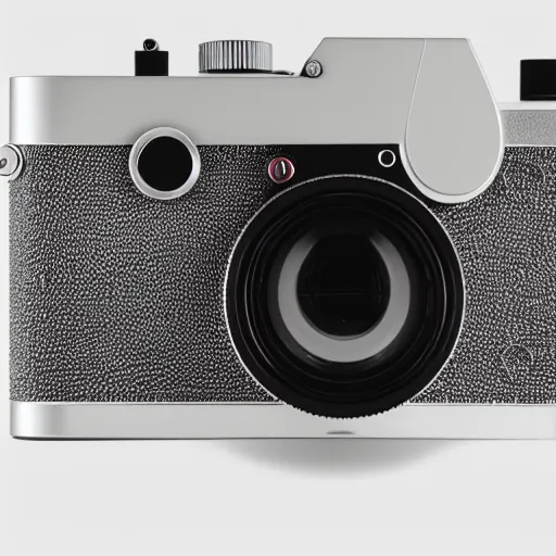 Prompt: from view of Leica rangefinder camera on white background, designed by Apple in California, industrial design, minimalism