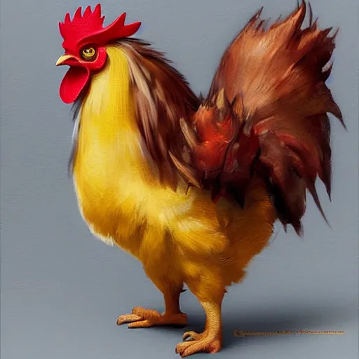 Image similar to expressive oil painting of ( ( ( rooster ) ) ) pikachu chimera, by jean - baptiste monge, octane render by yoshitaka amano, by greg rutkowski, by jeremy lipking, by artgerm