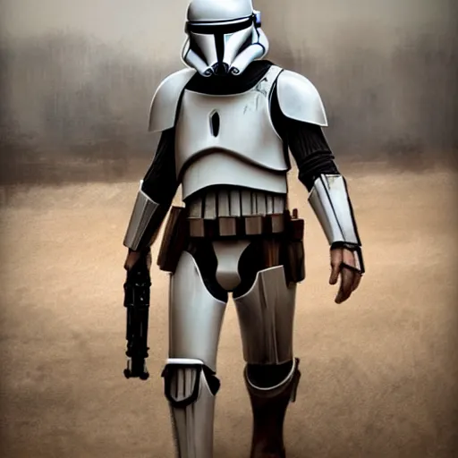 Image similar to an imperial stormtrooper walking, full body photography, concept art by Doug Chiang cinematic, realistic painting, high definition, concept art, the Mandalorian concept art style