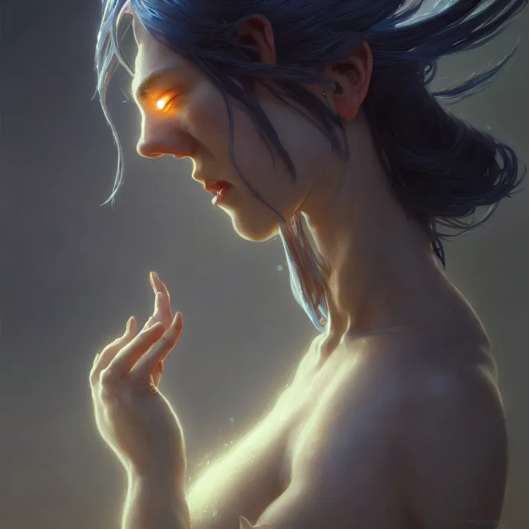 Prompt: crying goddess, tall, silver skin, illustration, cinematic lighting, 8 k, d & d, frostbite 3 engine, dof, artstation, tangled, digital art, twilight ray, art by tsuyoshi nagano, greg rutkowski, artgerm, alphonse mucha