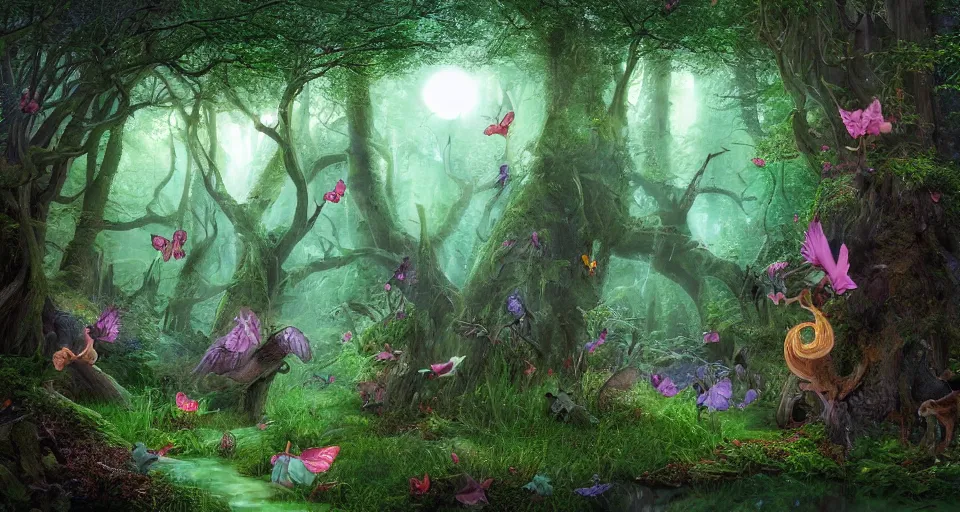 Image similar to Enchanted and magic forest, by Steve Argyle