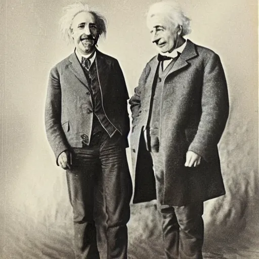 Image similar to vintage photo of Einstein and Thomas Alva Edison