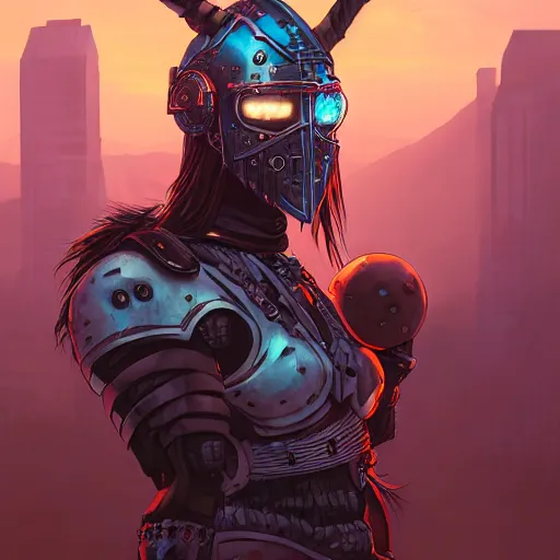 Image similar to cyberpunk viking helmet mask warrior goddess robot ninja fantasy, art gta 5 cover, official fanart behance hd artstation by jesper ejsing, by rhads, makoto shinkai and lois van baarle, ilya kuvshinov, ossdraws