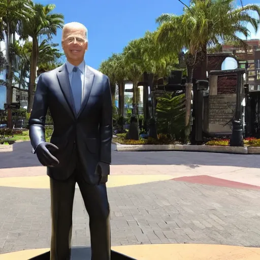 Image similar to joe biden statue outside of the nickelodeon hotel