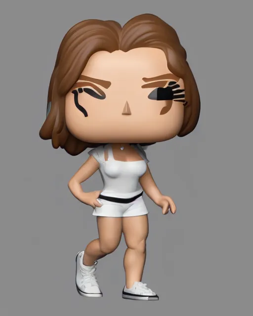 Prompt: full body 3d render of Margo Robbie as a funko pop, studio lighting, white background, blender, trending on artstation, 8k, highly detailed