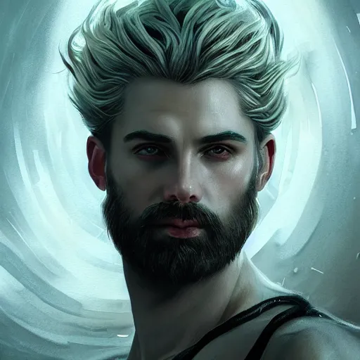 Image similar to Zeus, the lightning god, masculine features, cinematic lighting, powerful, hyper-detailed, cgsociety, 8k, high resolution, in the style of Charlie Bowater, Tom Bagshaw, single face, symmetrical, headshot photography, insanely detailed and intricate, beautiful, elegant, watercolor, cinematic, portrait, Raphaelite, headroom, artstation, Pierre-Auguste Renoir