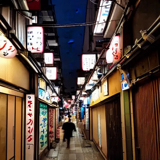 Prompt: tokyo alleyway at night