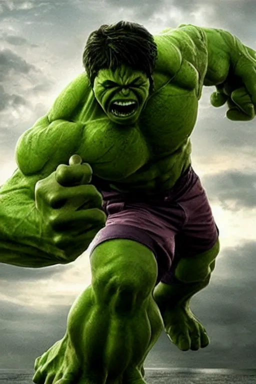 Image similar to emma watson as hulk, hyper realistic