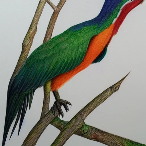 Prompt: a color pencil drawing of a quetzal by natalia rojas and ana maria martinez jaramillo, wingspan artwork, realistic graphite, highly detailed, artstation, realism, photorealism, fine art, white background