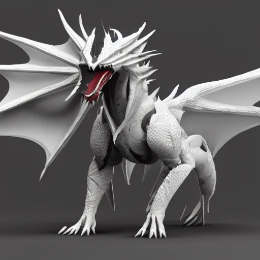 Image similar to lightning white dragon in destiny 2 3 d render