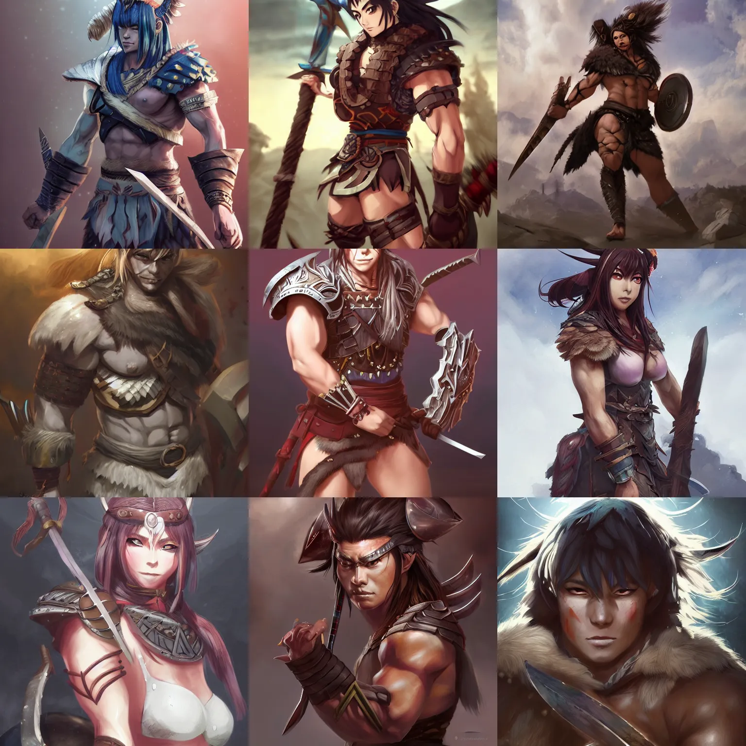 Prompt: An anime portrait of Ssunbiki as a muscular barbarian warrior from Skyrim, by Stanley Artgerm Lau, WLOP, Rossdraws, James Jean, Andrei Riabovitchev, Marc Simonetti, and Sakimichan, trending on artstation