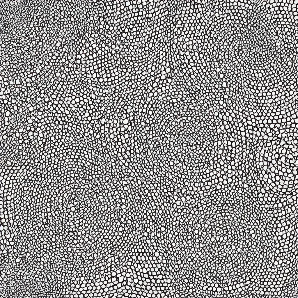 Image similar to pen and ink, stippled, repeating, hatch pattern, dots arranged in semicircles
