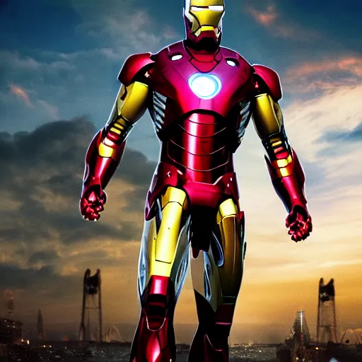 Image similar to Iron Man in Ukraine colors 4K detail