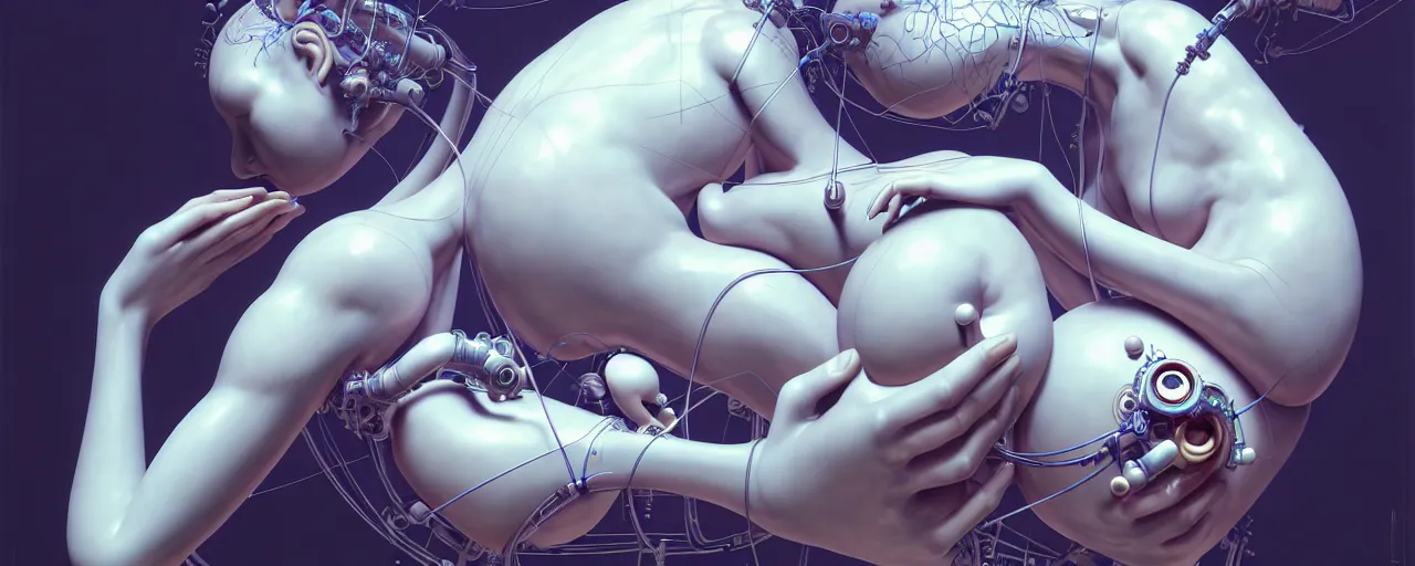 Image similar to hyperrealistic photography of a gorgeous female scientist constructing a birthing machine in the style of jin kagetsu, james jean, chris cunningham, hans bellmer and wlop, highly detailed, face symmetry, masterpiece, award - winning, sharp focus, intricate concept art, ambient lighting, 8 k, artstation