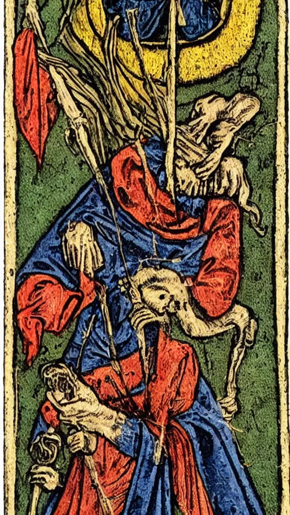 Image similar to The Quirky Guy, medieval tarot card