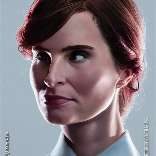 Image similar to A masterpiece portrait of a Female version of Christian Bale Patric Bateman from American Psycho. In good office suit. medium shot, intricate, elegant, highly detailed. trending on artstation, digital art, by Stanley Artgerm Lau, WLOP, Rossdraws, James Jean, Andrei Riabovitchev, Marc Simonetti, Yoshitaka Amano