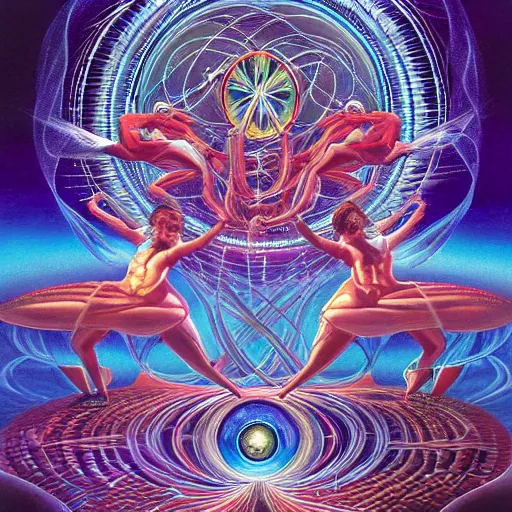 Prompt: expressive intense oil paintinf of the silver serenade connects to the laced transmission symphony of the celestial psylocibin by ron of the moonlight forest by alex grey, ron walotsky and paul lehr