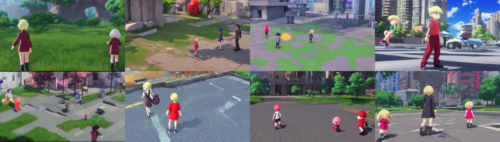 Prompt: a screenshot of a Earthbound 2 Third Person anime style game on Unreal engine 5, Incredible VFX, Highly Detailed, Vibrant, created by Nintendo + Arc System Works + Studio Gainax