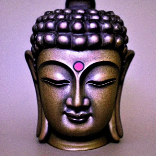 Prompt: buddha mug shot