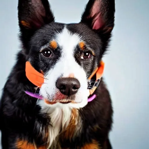 Prompt: photo of a dog wih pancake on his face