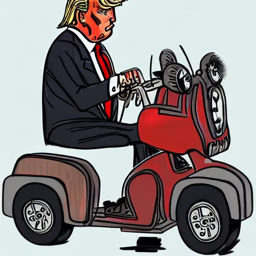 Image similar to concept art of donald trump riding a tricycle