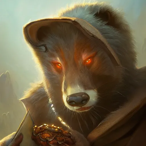 Image similar to a detailed portrait of a badger wizard, by justin gerard and greg rutkowski, digital art, realistic painting, dnd, character design, trending on artstation