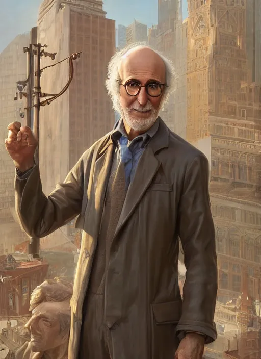 Image similar to digital _ painting _ of _ larry david statue _ by _ filipe _ pagliuso _ and _ justin _ gerard _ symmetric _ fantasy _ highly _ detailed _ realistic _ intricate _ port