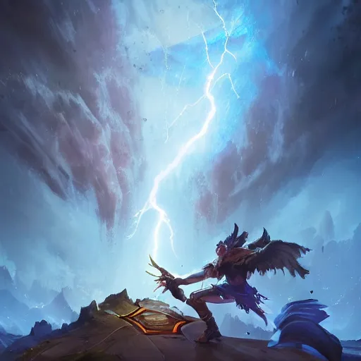 Prompt: thunder summoning spell, thunder lightning spell, thunder lightning spell, lightning spell, lightning spell, bright art masterpiece artstation. 8 k, sharp high quality artwork in style of jose daniel cabrera pena and greg rutkowski, concept art by tooth wu, blizzard warcraft artwork, hearthstone card game artwork