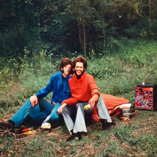 Image similar to gay couple camping together in the 7 0 s