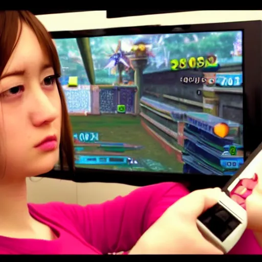 Image similar to 2 4 0 p footage, 2 0 0 6 youtube video, low quality photo, anime girl in real life, 3 d anime girl reviewing video games on youtube 2 0 0 6, angry