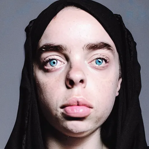 Image similar to billie eilish as an starving african child