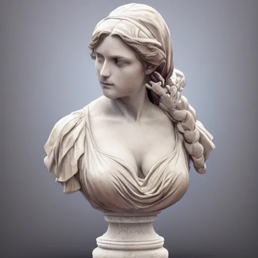 Image similar to beautiful lifelike award winning marble statue bust of hand newell trending on art station artgerm greg rutkowski alphonse mucha museum quality cinematic atmospheric