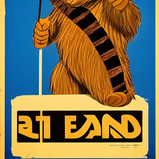 Image similar to propaganda poster for a ban on all ewoks, dmitry moor