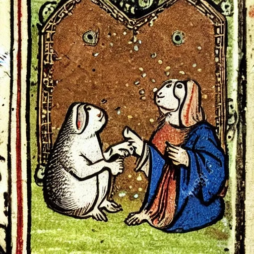 Prompt: medieval book illustration of a guinea pig