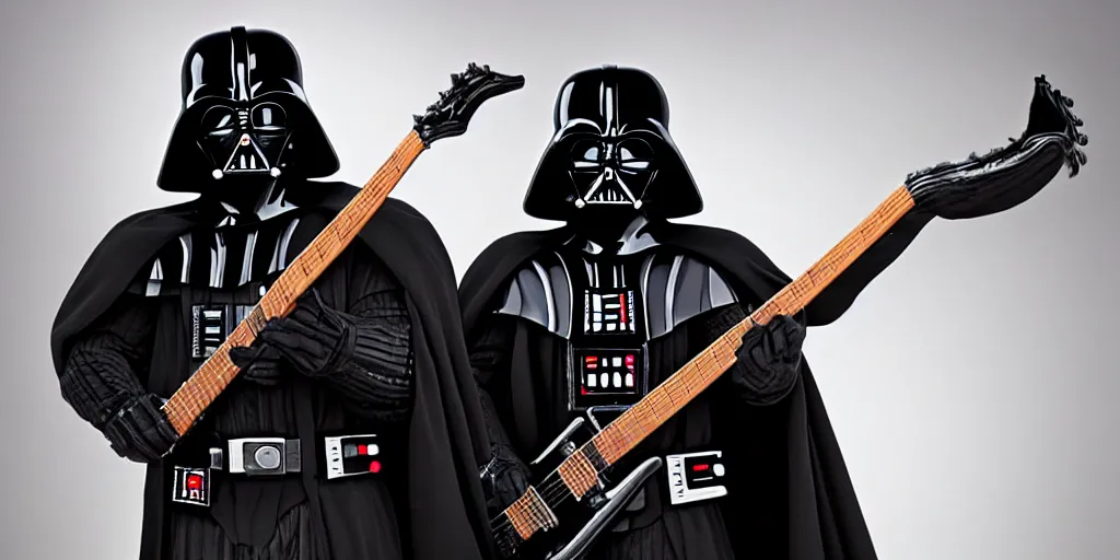 Image similar to Darth Vader playing black B.C. Rich guitar