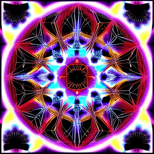 Prompt: symmetrical fractal sacral geometry.