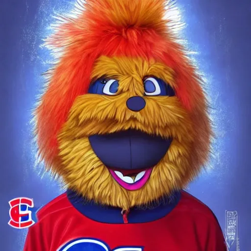 Image similar to suprised anime Portrait of Youppi the Habs Montreal Canadiens Mascot as a very sad and menacing pokemon, highly detailed anime, high evolution, 1993, legendary, smooth, sharp focus, dynamic lighting, intricate, trending on ArtStation, shiny Youppi as suprised pikachu, illustration pokemon, art by WLOP