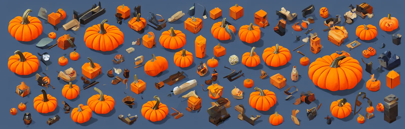 Image similar to prop pumpkin items isometric game pack trending on artstation