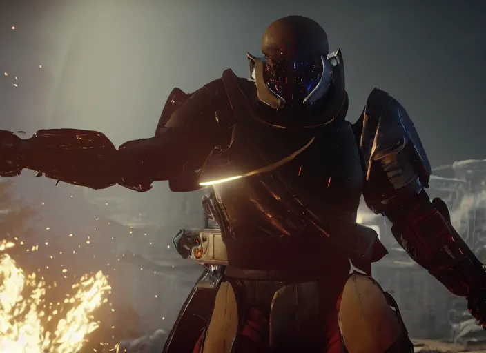 Image similar to Kevin Gates playing as Zavala in a Destiny 2 cutscene, 35mm photography, highly detailed, cinematic lighting, 4k