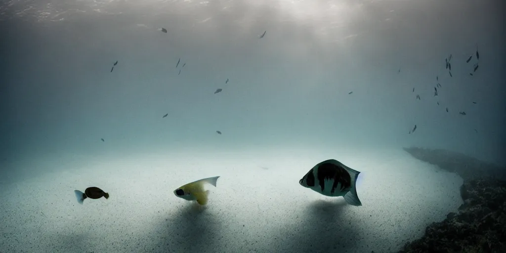 Image similar to a great photograph of the most amazing golf hole in the world under water, fish everywhere, perfect light, ambient light, 5 0 mm, golf digest, top 1 0 0, fog