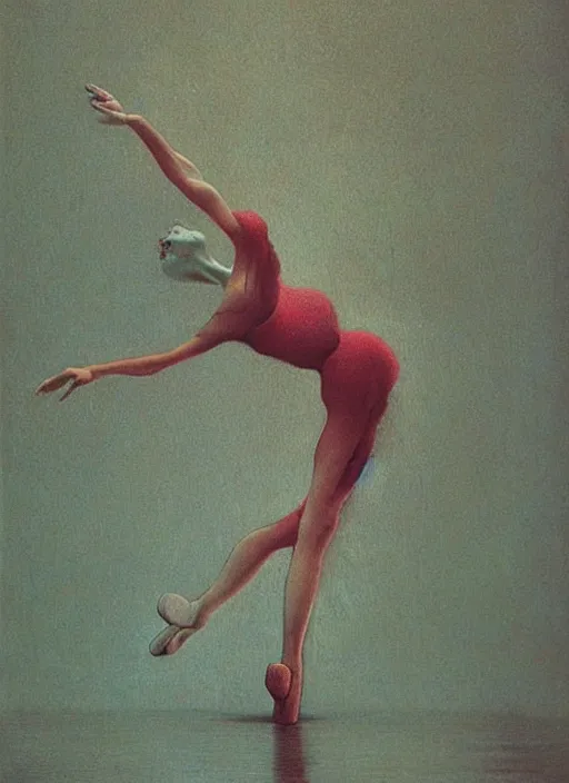 Image similar to ballerina ribbons, painted by zdzislaw beksinski