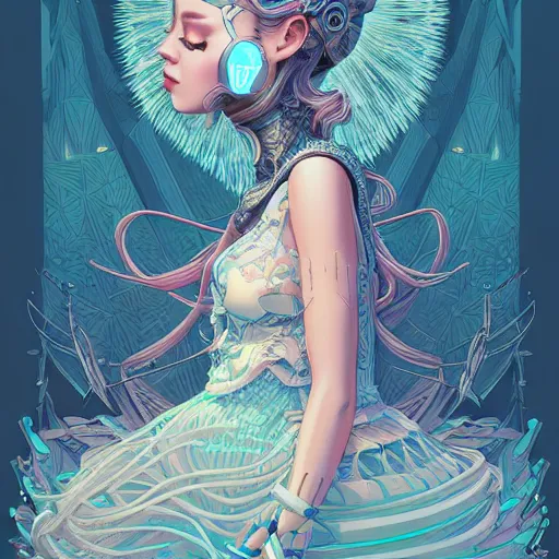 Prompt: ethereal cybernetic princess in the mountains, extremely detailed, sharp focus, wide view, full body shot, smooth, digital illustration, by james jean, by rossdraws, frank franzzeta, sakimichan