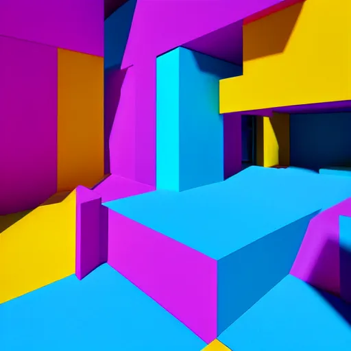 Image similar to : 2 point perspective colorful abstract melty sculpture on the wall in modern architecture, cinematic lighting, hyper - realistic, detailed, render by c 4 d octane, unreal engine, 8 k 3 d render