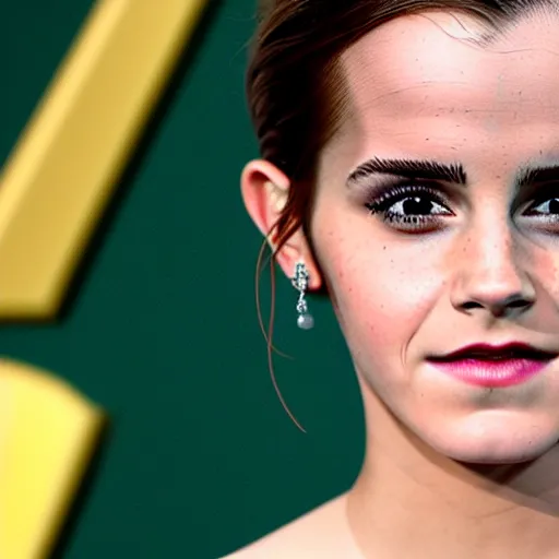 Image similar to emma watson looks like a pickle!!!!!, highly detailed, cinematic, extremely high quality, hd, 4 k, 8 k, professional photographer, 4 0 mp, lifelike, top - rated, award winning, realistic, detailed lighting, detailed shadows, sharp, no blur, edited, corrected, trending