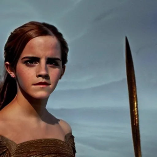 Image similar to Emma Watson as Lady Jessica from Dune, cinematic, beautiful, ominous