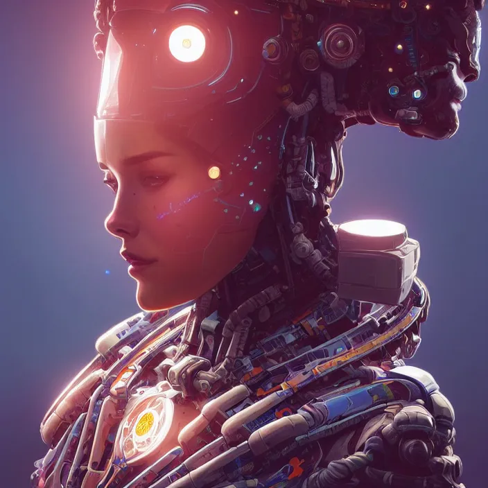 Image similar to symmetry!! portrait of a robot astronaut, floral! horizon zero dawn machine, intricate, elegant, highly detailed, digital painting, artstation, concept art, smooth, sharp focus, illustration, art by artgerm and greg rutkowski and alphonse mucha, 8 k