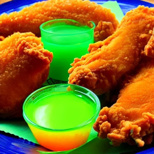 Image similar to fried chicken made of jello