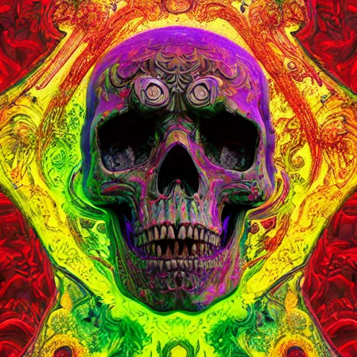 Image similar to portrait_of_a_melting_skull._intricate_abstract._psychedelic_liquod_embossed_intricate_artwork._by_Tooth_Wu_wlop_beeple_dan_mumford._octane_render_trending_on_artstat