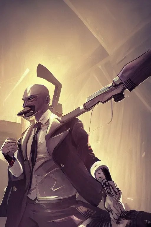 Image similar to rabbit as a hitman, dynamic lighting, fantasy concept art, trending on art station, stunning visuals, creative, cinematic, ultra detailed, comic strip style